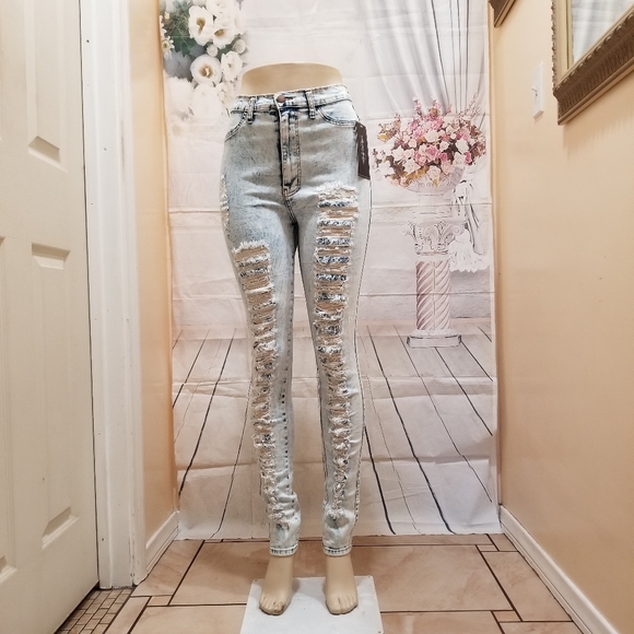 Vibrant Denim - Juniors High Rise stretch skinny legs jeans Size 13